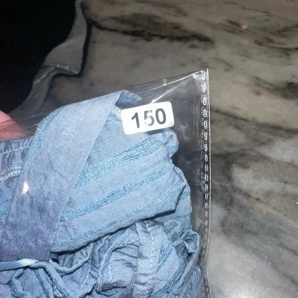 NWT Altar’d State Size Medium Blue Textured Striped Tie Straps Dress - Picture 14 of 14